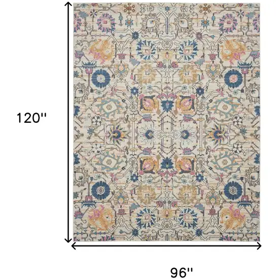 Ivory And Blue Floral Area Rug Photo 9