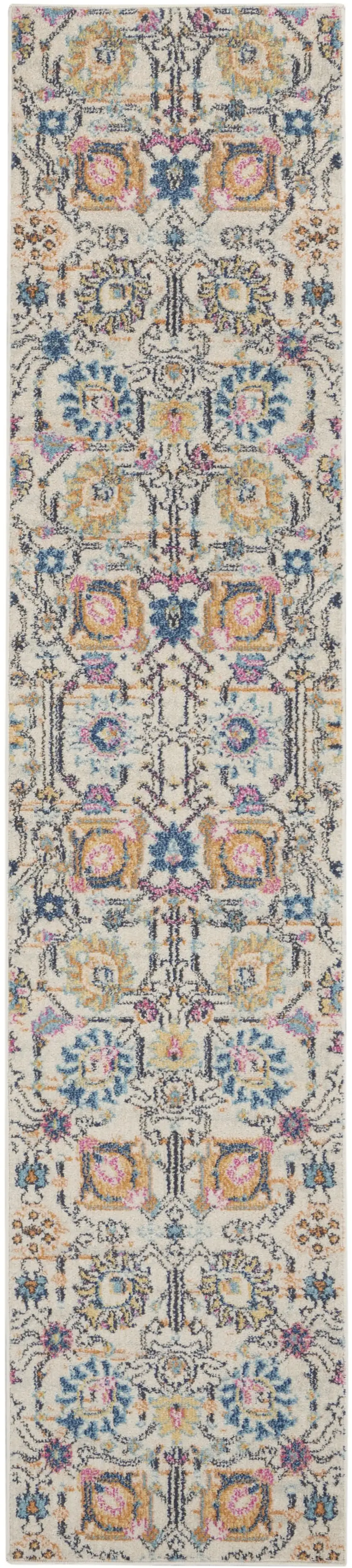 Ivory and Multicolor Floral Buds Runner Rug Photo 1