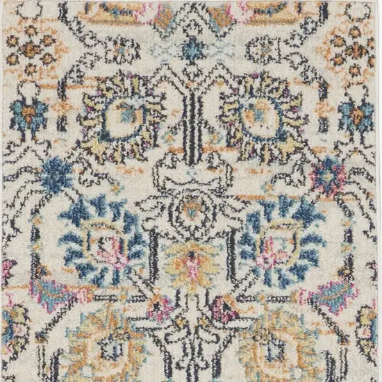 Ivory and Multicolor Floral Buds Runner Rug Photo 7