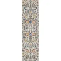 Photo of Ivory and Multicolor Floral Buds Runner Rug