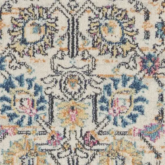 Ivory and Multicolor Floral Buds Runner Rug Photo 6