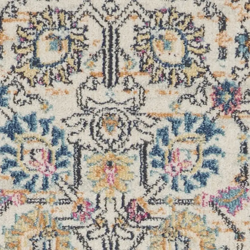 Ivory and Multicolor Floral Buds Runner Rug Photo 6