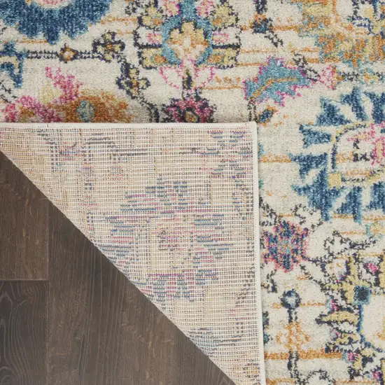 Orange And Ivory Floral Power Loom Area Rug Photo 6
