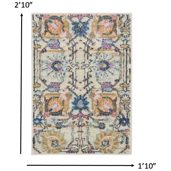 Ivory and Multicolor Floral Buds Scatter Rug Photo 6