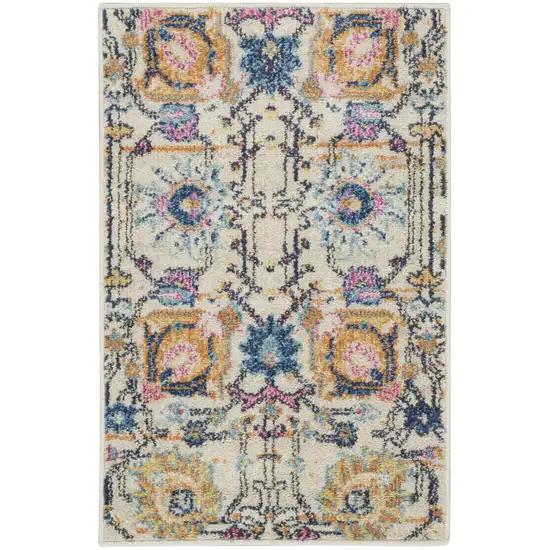 Ivory and Multicolor Floral Buds Scatter Rug Photo 1