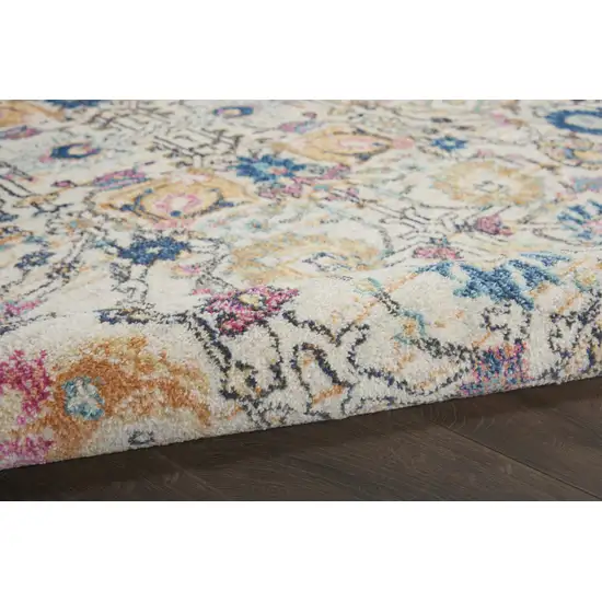 Ivory And Blue Floral Area Rug Photo 9