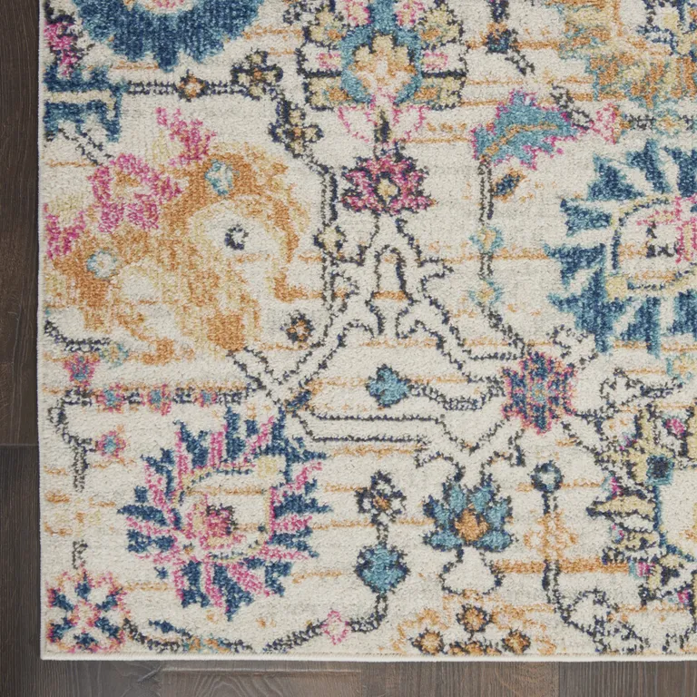 Ivory and Multicolor Floral Buds Scatter Rug Photo 4