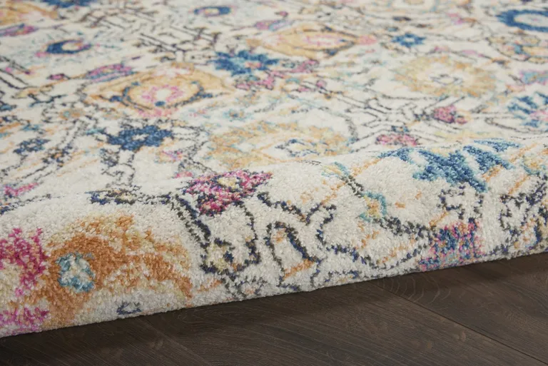 Ivory and Multicolor Floral Buds Scatter Rug Photo 1