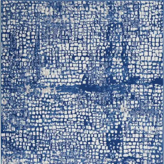 Ivory And Blue Geometric Area Rug Photo 5