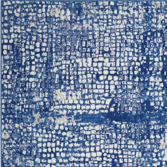 Ivory And Blue Geometric Area Rug Photo 4