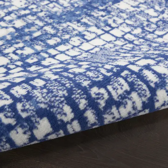 Ivory And Blue Geometric Area Rug Photo 7