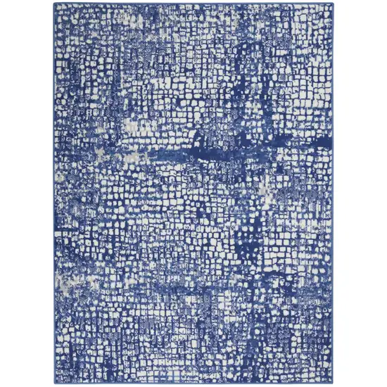 Ivory And Blue Geometric Area Rug Photo 9