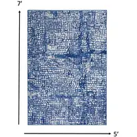 Photo of Ivory and Navy Abstract Grids Area Rug