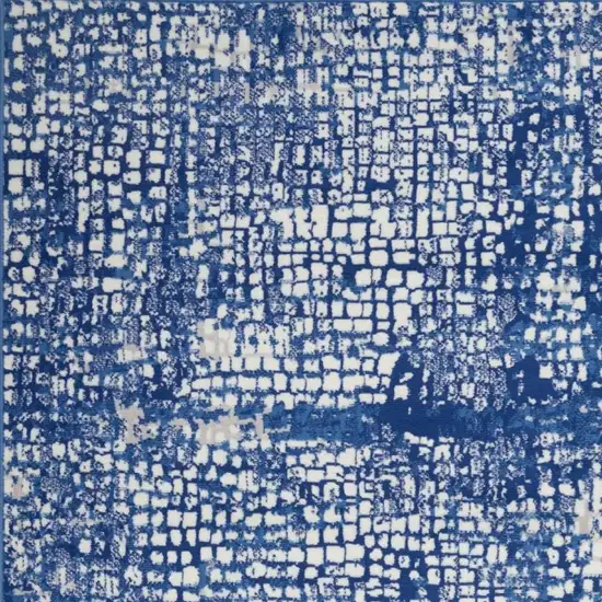 Ivory And Blue Geometric Area Rug Photo 7