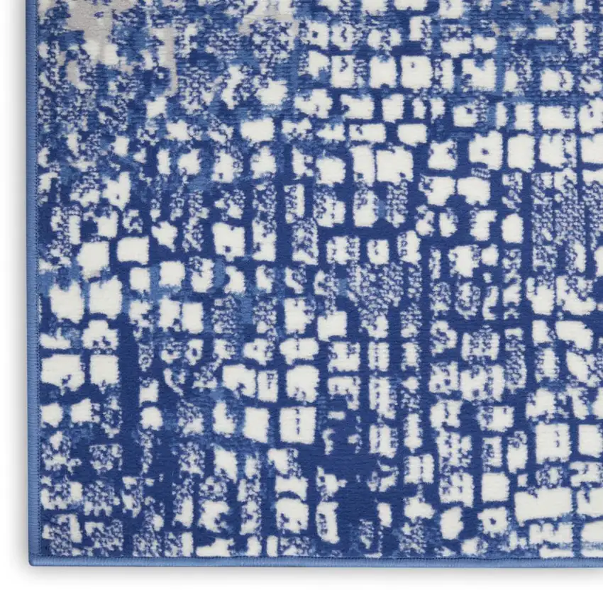 Ivory And Blue Geometric Area Rug Photo 8