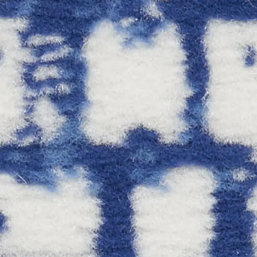 Ivory And Blue Geometric Area Rug Photo 3