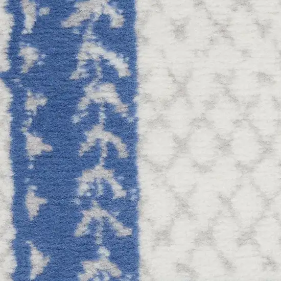 Ivory and Navy Blue Abstract Area Rug Photo 2