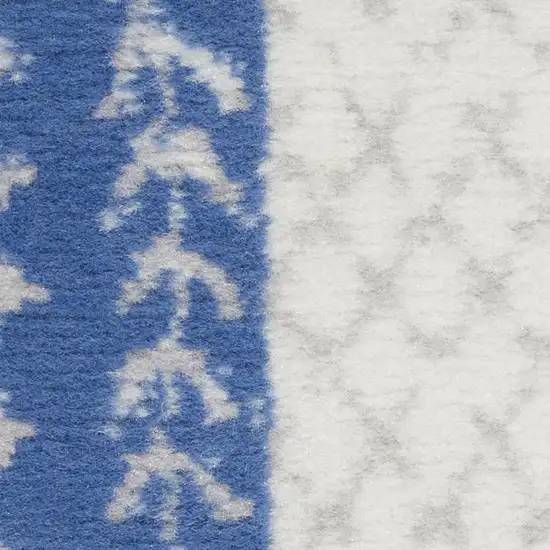 Ivory and Navy Blue Abstract Area Rug Photo 6