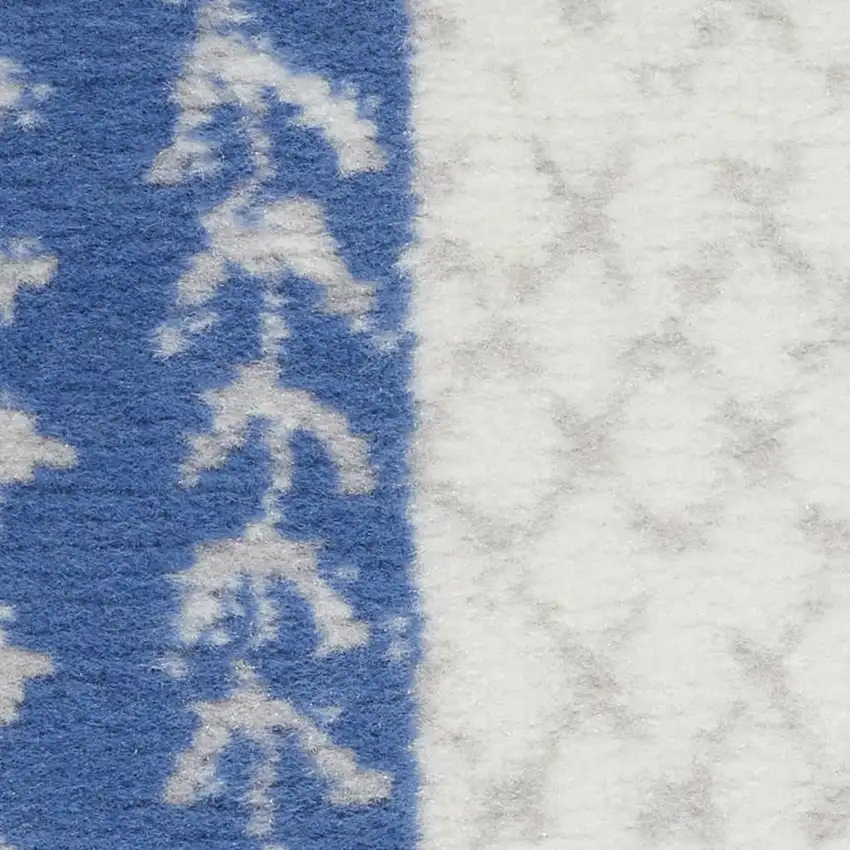 Ivory and Navy Blue Abstract Area Rug Photo 6