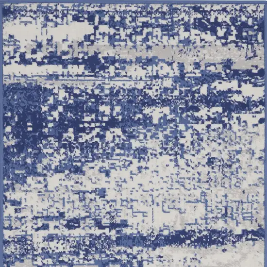 Ivory and Navy Blue Abstract Area Rug Photo 7