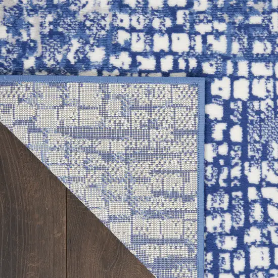 Ivory and Navy Blue Abstract Area Rug Photo 9