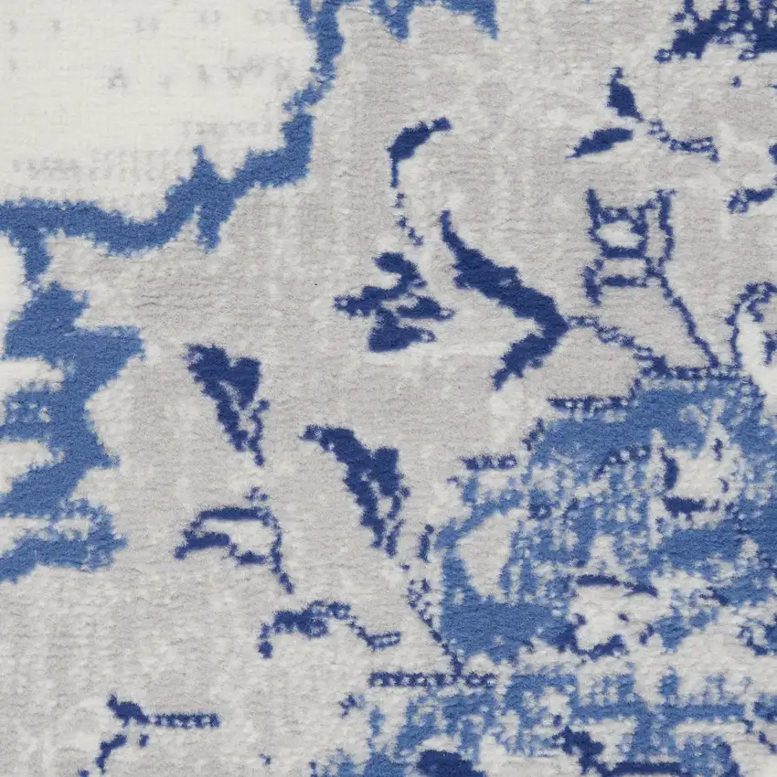 Ivory and Navy Blue Abstract Area Rug Photo 2
