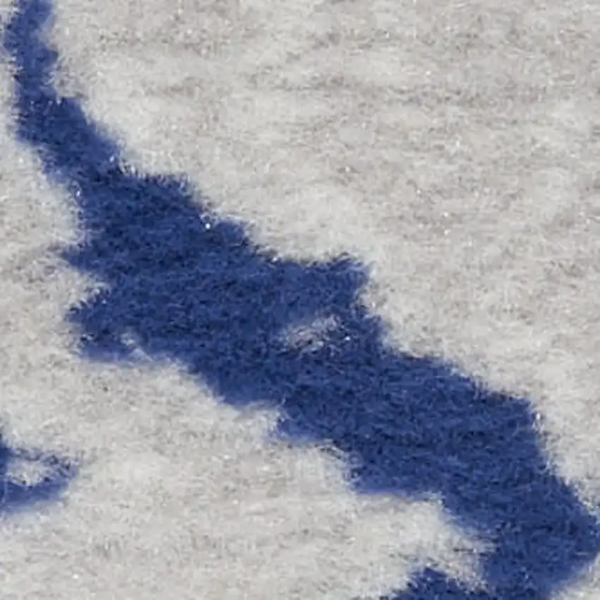 Ivory and Navy Blue Abstract Area Rug Photo 4