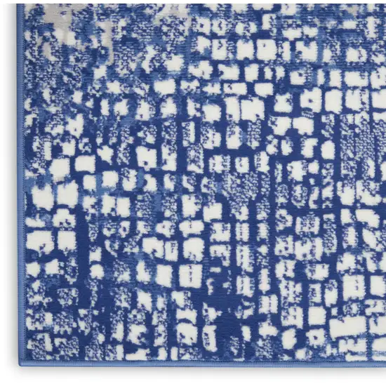 Ivory and Navy Blue Abstract Area Rug Photo 5