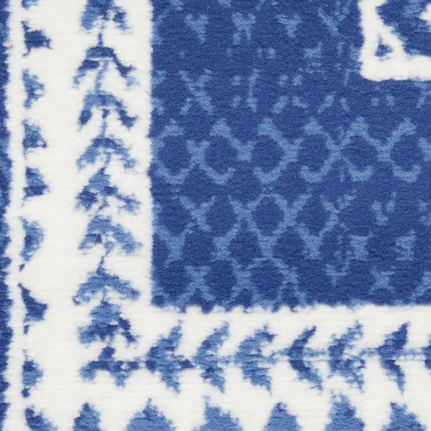 Ivory and Navy Blue Abstract Distressed Non Skid Area Rug Photo 1