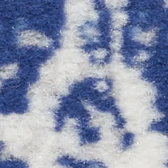 Ivory and Navy Blue Abstract Distressed Non Skid Area Rug Photo 6