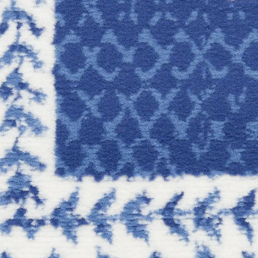 Ivory and Navy Blue Abstract Distressed Non Skid Area Rug Photo 7