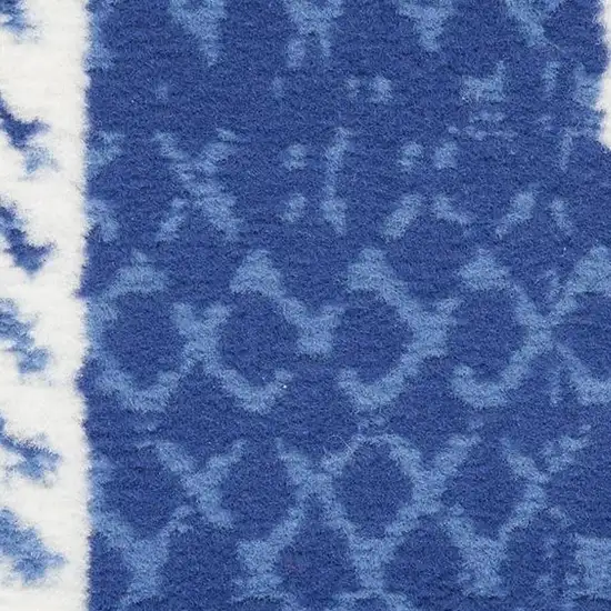 Ivory and Navy Blue Abstract Distressed Non Skid Area Rug Photo 4