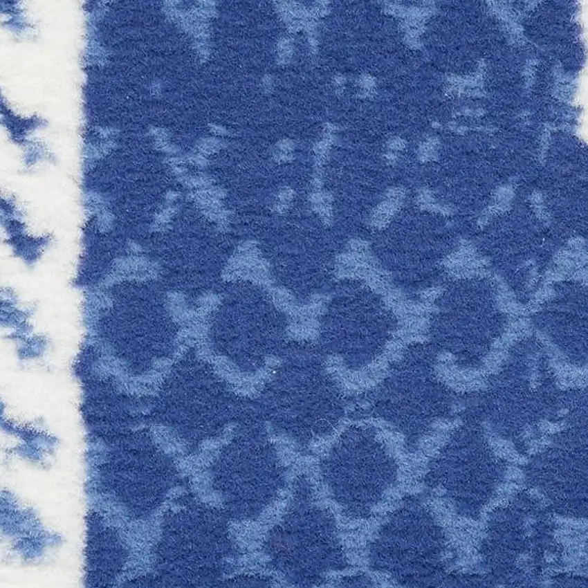 Ivory and Navy Blue Abstract Distressed Non Skid Area Rug Photo 4