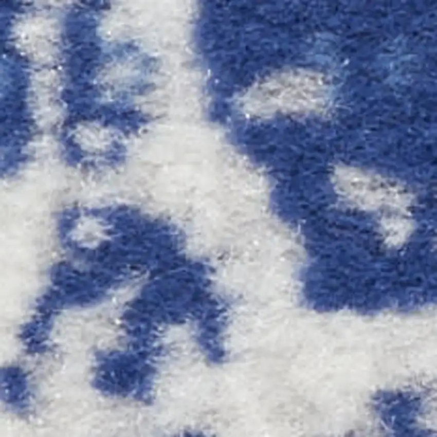 Ivory and Navy Blue Abstract Distressed Non Skid Area Rug Photo 4