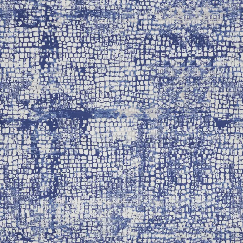 Ivory and Navy Blue Abstract Distressed Non Skid Area Rug Photo 6