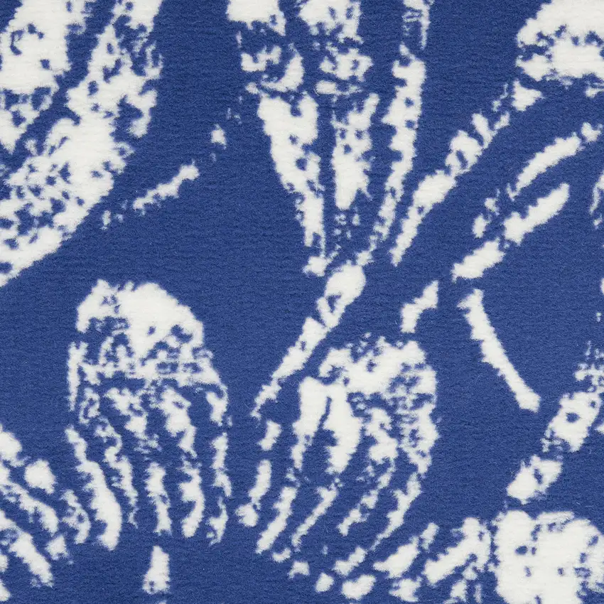 Ivory and Navy Blue Floral Distressed Area Rug Photo 8