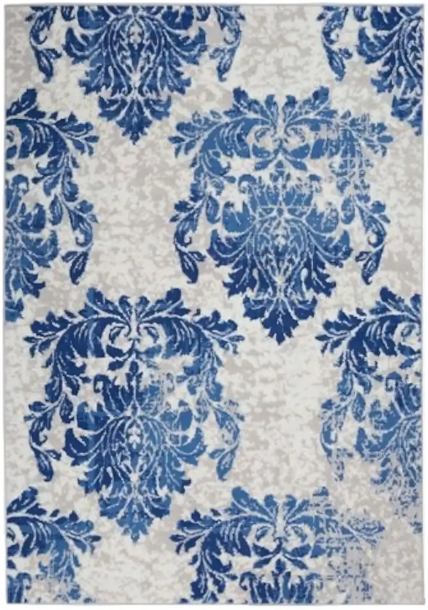 Navy Blue Floral Dhurrie Area Rug Photo 1