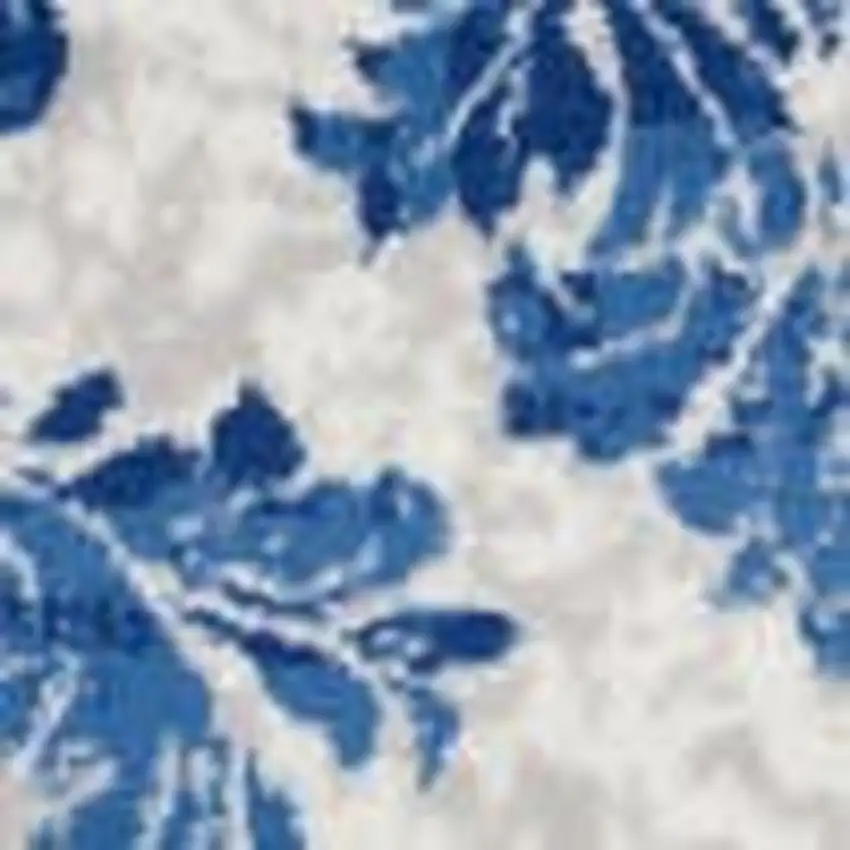 Navy Blue Floral Dhurrie Area Rug Photo 8