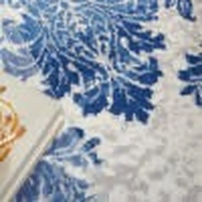 Navy Blue Floral Dhurrie Area Rug Photo 7