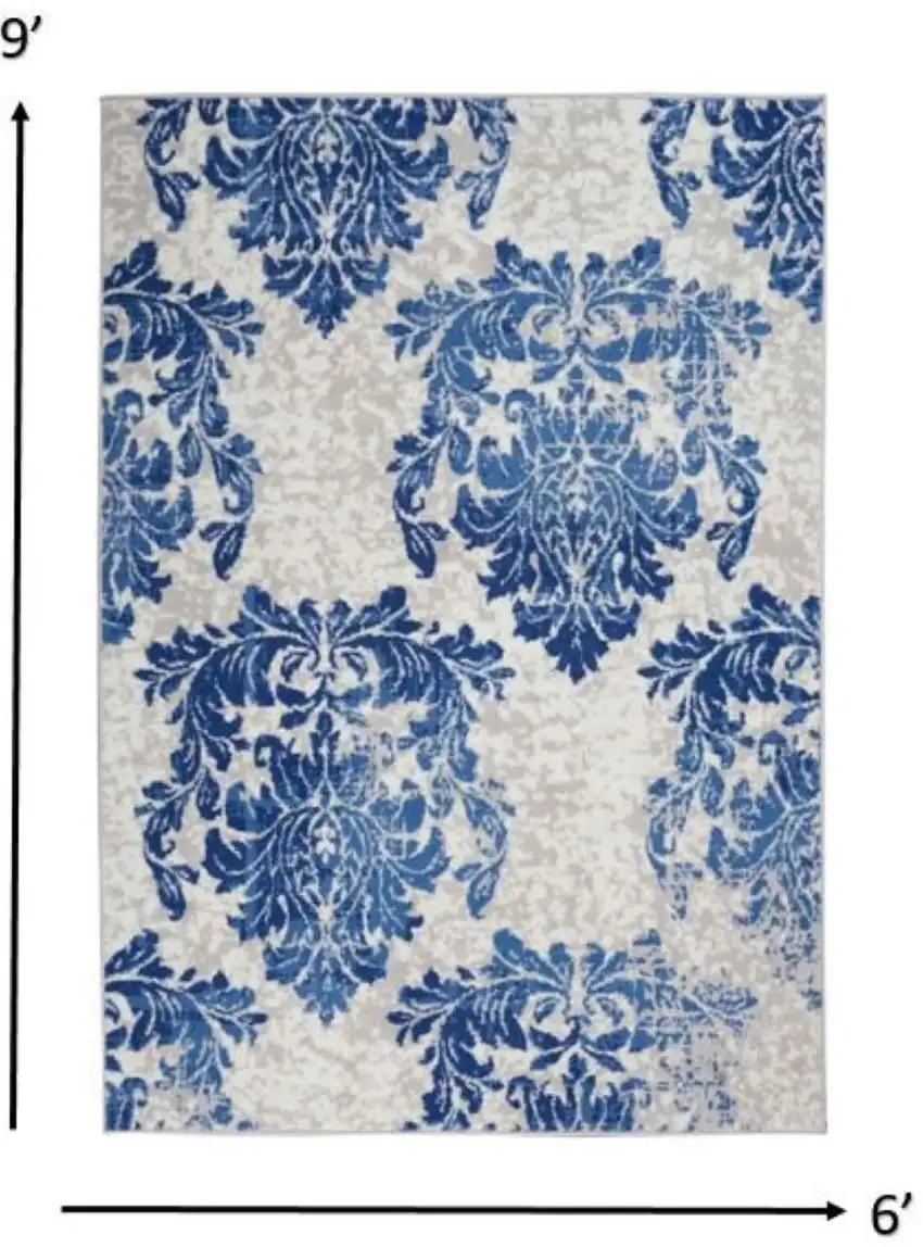Navy Blue Floral Dhurrie Area Rug Photo 9