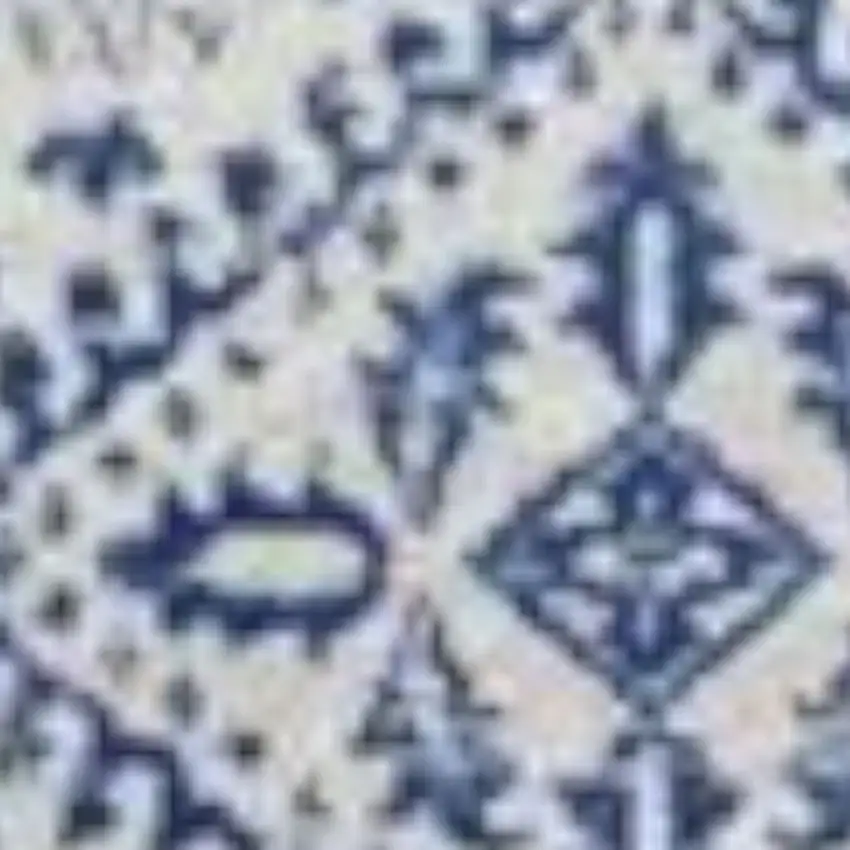 Ivory And Blue Geometric Distressed Area Rug Photo 6