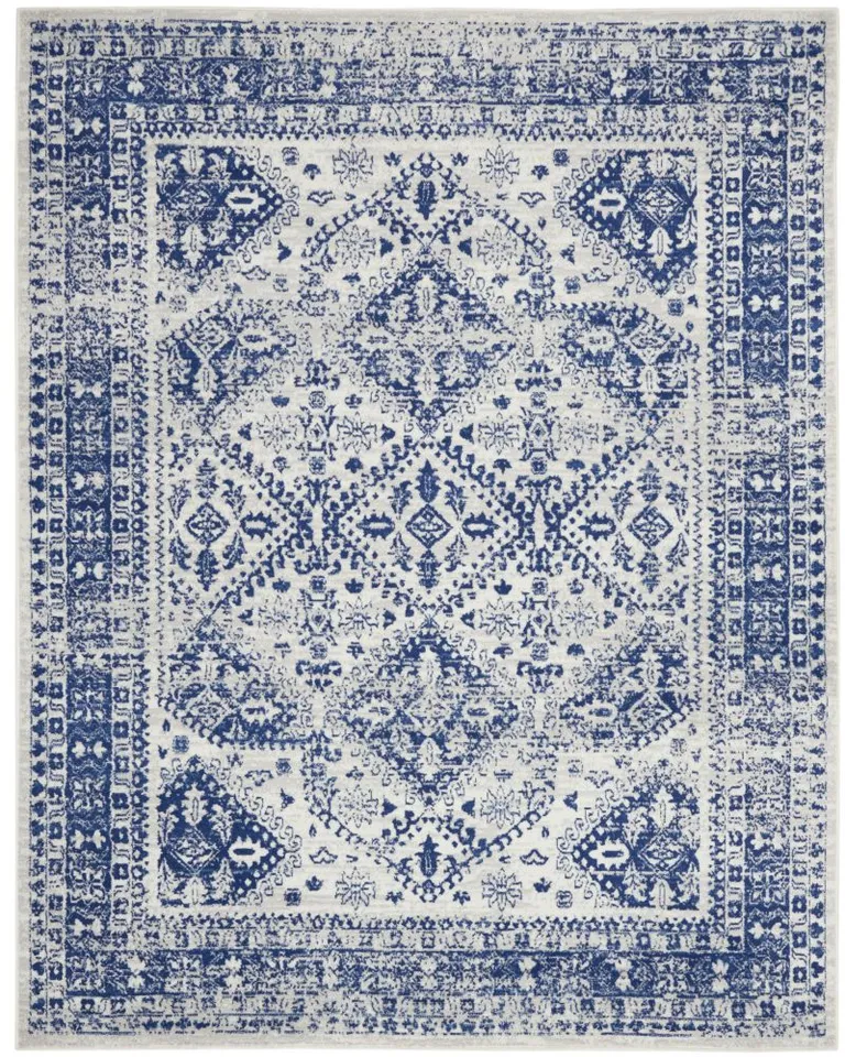 Ivory and Navy Geometric Area Rug Photo 1