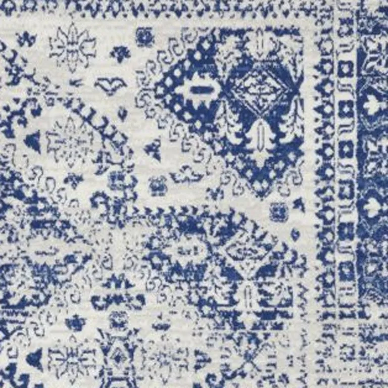 Ivory and Navy Geometric Area Rug Photo 2
