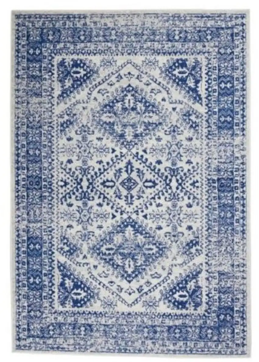 Navy Blue Geometric Dhurrie Area Rug Photo 6