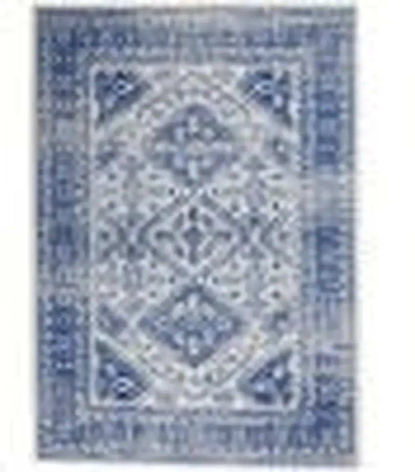Ivory and Navy Geometric Area Rug Photo 1