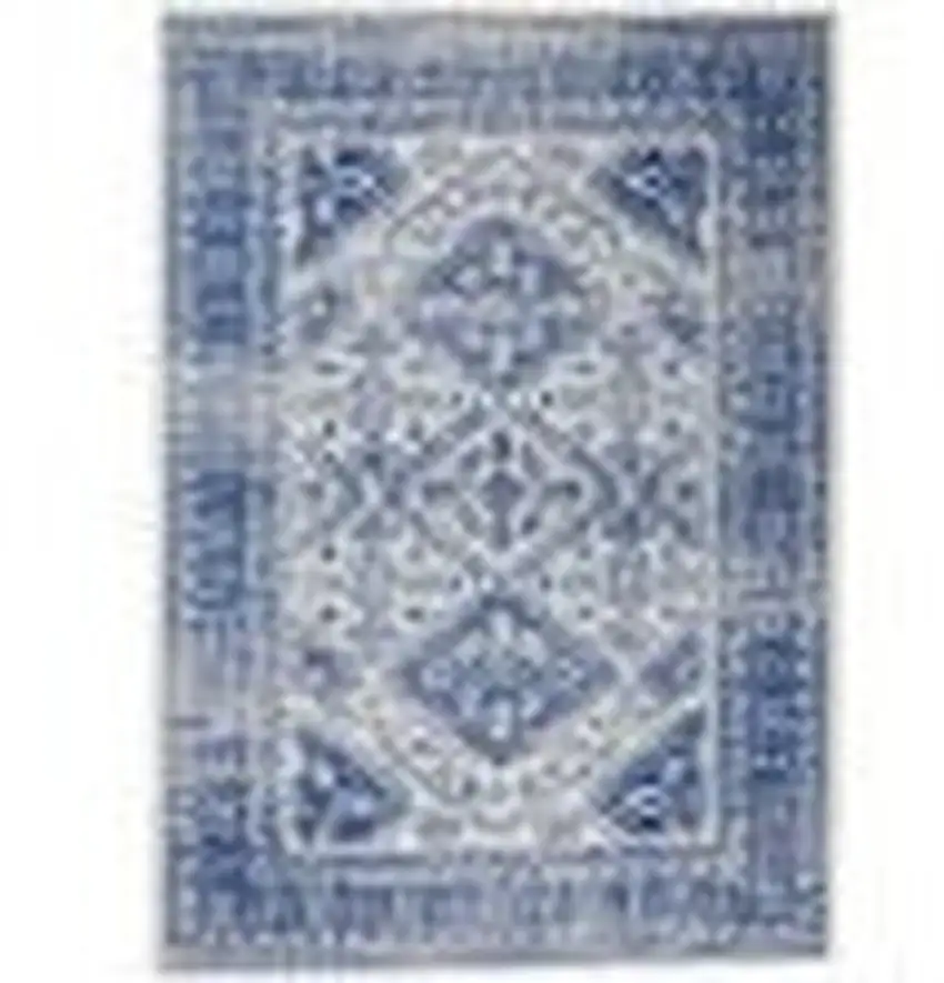 Navy Blue Geometric Dhurrie Area Rug Photo 4