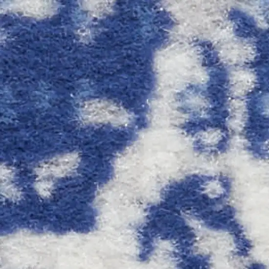 Ivory And Blue Geometric Distressed Area Rug Photo 1