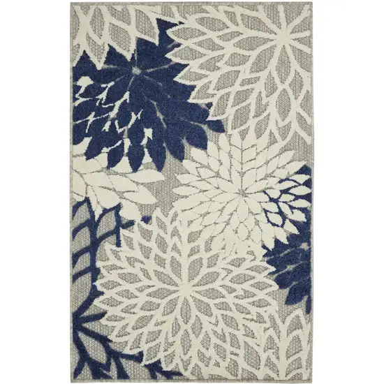 Ivory And Blue Indoor Outdoor Area Rug Photo 6
