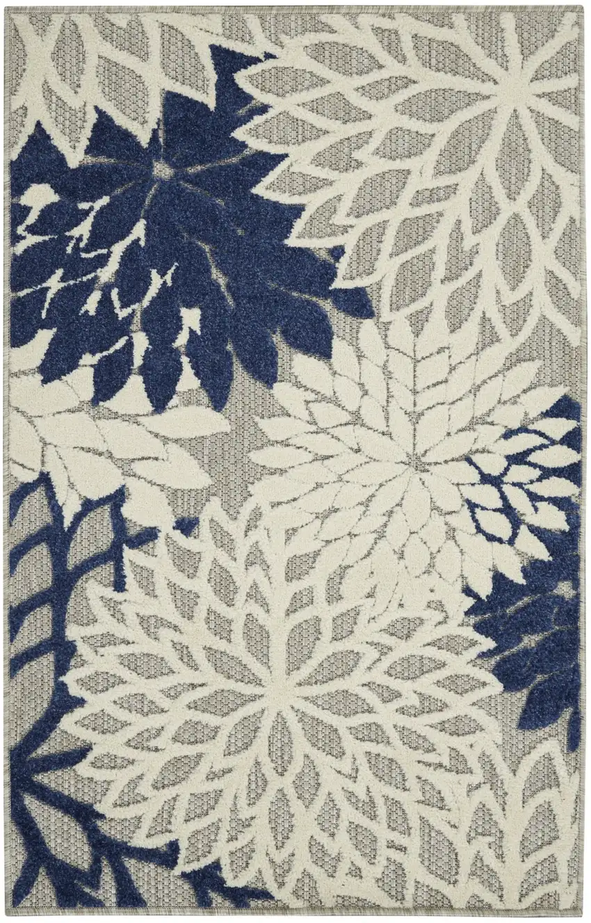 Ivory and Navy Indoor Outdoor Area Rug Photo 1
