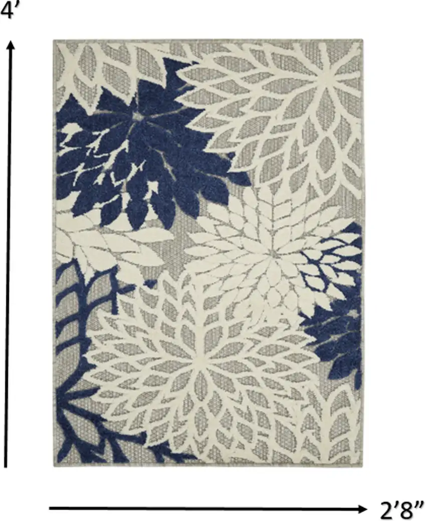 Ivory and Navy Indoor Outdoor Area Rug Photo 5